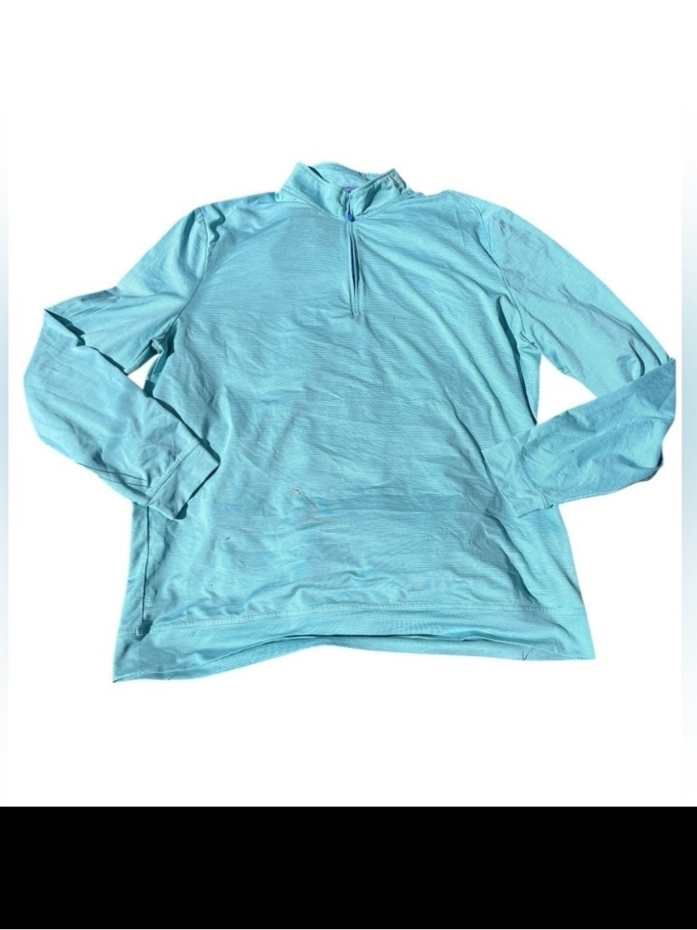 johnnie-O Performance Pullover Aqua and White Striped 1/4 Zip Jacket Sz XL